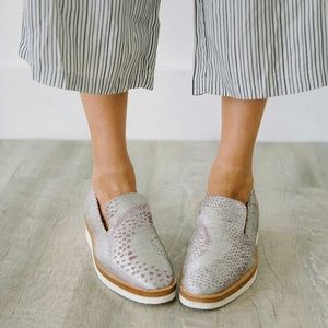 Free People Metallic Slip On Loafers